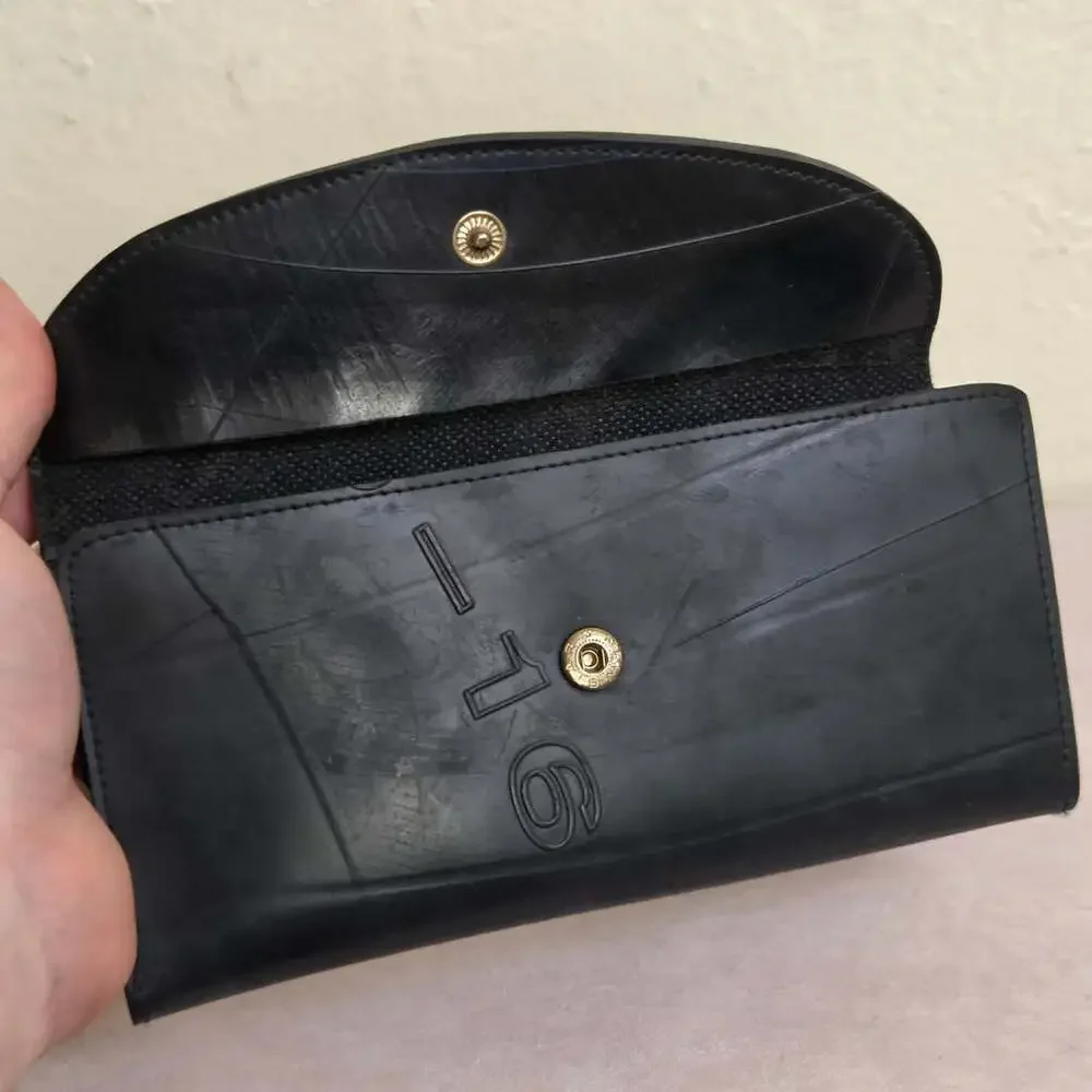 Handmade Black Long Upcycled Rubber Clutch Wallet